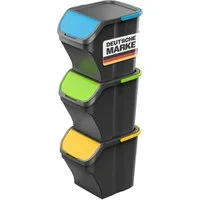 Gardissimo Mülltrennsystem Stack 3 tlg. Mülleimer Mülltrenner Abfalleimer Müllsortierer 75 Liter, 3 Behälter mit je 25 Liter Fassungsvermögen