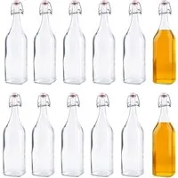 mikken Trinkflasche Set Glasflaschen 1 Liter mit Bügelverschluss 1000 ml, Luftdicht, wiederverwendbar
