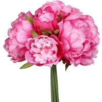 Kunstblume Pfingstrosenbouquet 28cm DP Kunstlbumen künstliche Pfingstrosen Strauß Pfingstrose, Seidenblumen Roß, Höhe 28 cm, Rosa-Pink