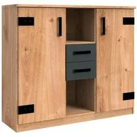 Wimex Kombikommode Liverpool, Schrank 2trg.mit 2 Schubladen, Made in Germany, mit Soft-Close, 124/41/105cm, Industrial Design