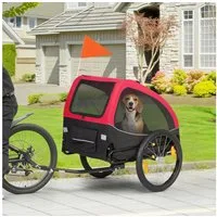 PawHut Fahrradhundeanhänger Hundeanhänger Faltbar Fahrradanhänger mit Reflektoren, Rot, für Hunde bis 20 kg Blau