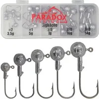 Paradox Fishing Jighaken Jigköpfe Set (3,5g/5g/7g/10g/14g) 25-teilig je 5/4 Jighaken, Baitholder