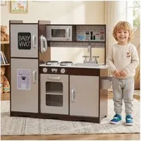 Baby Vivo Spielküche Kinderküche aus Holz - Toni in Braun