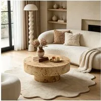 WILLIAMSPACE Couchtisch Benno Runder Couchtisch mit Burl Furnier-Minimalistischer Couchtisch (1 St), Maße ca.: B80 x T80 x H35 cm