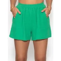 SASSYCLASSY Shorts Musselin Shorts für Damen Weiche High-Waist Baumwollshorts mit Gummibund und Eingriffstaschen