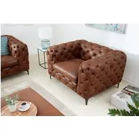 riess-ambiente Chesterfield-Sessel MODERN BAROCK 120cm antik braun · Microfaser-Sessel mit Federkern (Einzelartikel, 1-St), Chesterfield · Ziersteppung · Rundum-Bezug · Lesesessel · Metallfüße