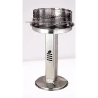 Kingsale Holzkohlegrill Edelstahl-Standsäulengrill rund d=39 cm mit eckiger Säule