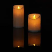 Marrakesch Orient & Mediterran Interior LED-Kerze 2er Set Vintage LED-Kerze Echtwachs modern aus Wachs in Creme 10-15 cm (2-tlg), Handarbeit