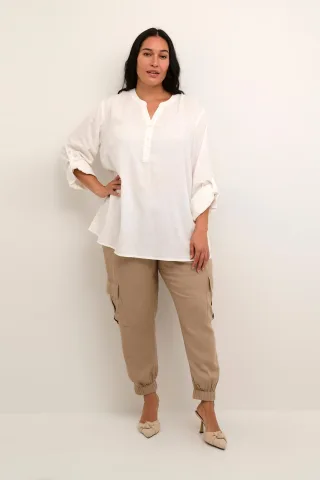 Langarm-Bluse Regular fit Chalk white
