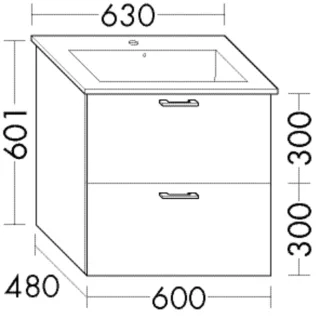 Burgbad Waschtischunterschrank zu Keramik-Waschtisch Sys30 PG3 Diago 601x600x480 Schilf Matt, WVMM06 WVMM060F3354