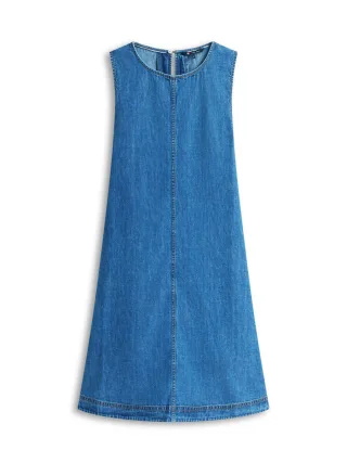 Tommy Jeans - Ärmelloses Chambray-Minikleid in A-Linie blau - Gr. - S