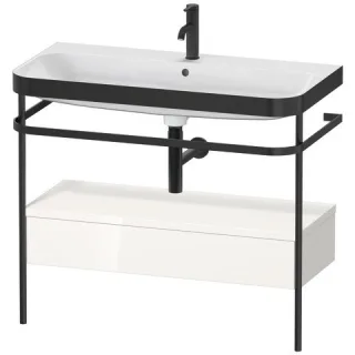 Duravit Happy D.2 Plus c-bonded Set mit Metallkonsole und Schubkasten Weiß Hochglanz 975x490x850 mm  HP4743O2222