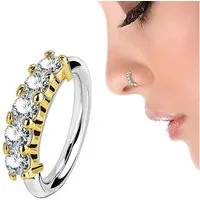 Taffstyle Nasenpiercing Piercing Ring mit 5 Kristallen Nasen Tragus Ohr, Ring Glitzer Lippen Ohr Nasenpiercing Ohrpiercing Nasenring Klemmring
