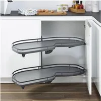 Kesseböhmer Auszugsboden Eckschrank-Schwenkauszug LeMans II anthrazit, für Türbreite 45 cm, links ausschwenkend