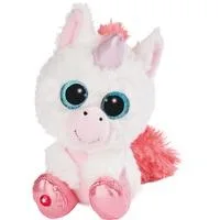 Glubschis Schlenker Einhorn Milky-Fee, Kuscheltier weiß/rosa, 15 cm
