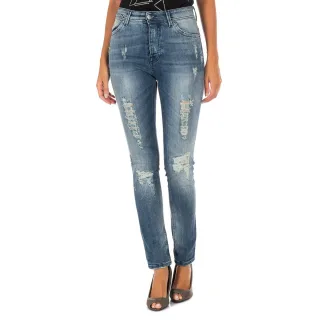 Lange Denim-Hose mit geradem Saum 10DB50280 Frau