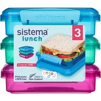 sistema Aufbewahrungsbox Sistema Lunch-Sandwich-Boxen, 450 ml, BPA-frei, 3 Stück