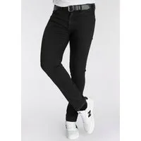 DELMAO Stretch-Jeans "Reed" gerader Beinschnitt, Used-Look-Waschung, niedrige Leibhöhe