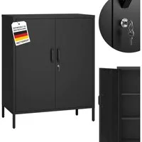 STEELSØN Geräteschrank Menkent Gerätekommode aus Metall mit Doppeltür & Schloss (schwarz, Outdoor Kommode) wetterfest & rostfrei, mit 2 Schlüsseln, mit verstellbaren Fächern