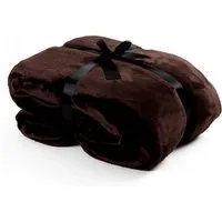 ESTEXO Tagesdecke Kuscheldecke Wohndecke 220 x 240 cm Flanell Decke Bettüberwurf Braun