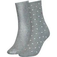 Tommy Hilfiger Socken TH WOMEN SOCK DOT 2P (2-Paar, 2 Paar) mit feinem Rippenbündchen und Logostickerei
