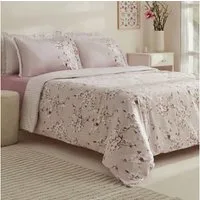 Karaca Bettwäsche Pesla Bettwäsche-Set aus 100 % Baumwoll-Satin, Doppelbett, Rosa
