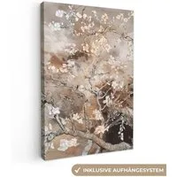 OneMillionCanvasses® Leinwandbild Mandelblüte - Kunst - Van Gogh - Beige - Abstrakt, Fotodruck (1 St), Leinwand Canvas Wandbild, Wanddekoration 20x30 cm