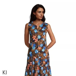 Ärmellose Crinkle-Bluse für Damen in Petite-Größe, Damen, size: petite, Blau, Baumwoll-Mischung, by Lands' End