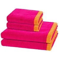 Cawö Handtuch Set Lifestyle Splash, Walkfrottee (Spar-Set, 4-St), 2 X Handtuch 2 X Duschtuch im Set - Baumwolle - Saugstark