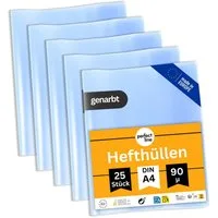 perfect line Schulheft 25 Hefthüllen DIN A4, genarbt transparent, 90 my, PP, dokumentenecht, säurefrei, Made in EU