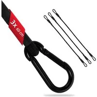 ECENCE Spanngurt 3x Spanngummi mit Karabiner 60cm in Schwarz Latex (3-St)