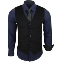 Baxboy Langarmhemd Baxboy Langarmhemd Herren-Hemd Slim-Fit Hemd + Weste + Krawatte SET