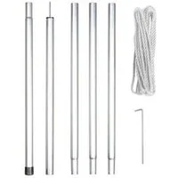 PEREL Sonnensegelmast Perel Befestigungsset mit Stange, Seil und Heringen, Metall, Durchmess, (1-St)