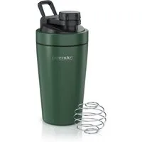 Arendo Protein Shaker Edelstahl Eiweißshaker 500 ml, verschließbar, bruchfest, BPA-frei, Edelstahl, auslaufsicher, spülmaschinengeeignet, mit Tragegriff und Mixball