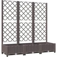 vidaXL Pflanzkübel, Pflanzkasten mit Rankgitter Braun 120x40x121,5 cm PP