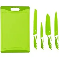 KING Messer-Set Küchenmesserset »CUTTING« (Set, 5-tlg), 4 Küchenmesser, 1 Schneidebrett