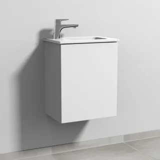 Sanipa 3way Waschtischunterbau zu Duravit ME by Starck Waschtisch mit 1 Tür, Weiß-Soft SM72143