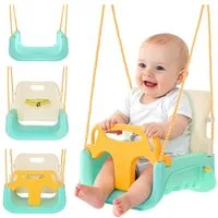 KRUZZEL Babyschaukelsitz Kinderschaukel 3-in-1 Gartenschaukel (Spar-Set, 1-tlg), Rückenlehne, Sicherheitsbügel und Gurt sorgen für stabilen Halt