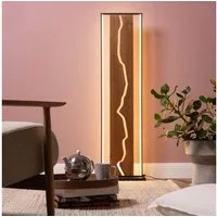 Brilliant LED Stehlampe Thunder, LED fest integriert, Warmweiß, 115 x 12,5 cm, Holz/Metall, braun/schwarz, indirekte Beleuchteung