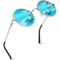 LuxusKollektion Retrosonnenbrille Sonnenbrille Polarisierte Rund UV400 Herren Damen Silber Blau