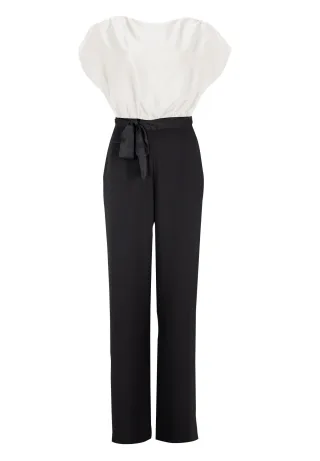 SWING - Jumpsuit aus Material-Mix black / ivory