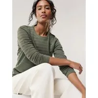 Walbusch T-Shirt Damen Baumwollshirt Reliefstruktur Rundhals Langarm Pflegeleicht und elastisch, Offwhite, dezente Streifenoptik