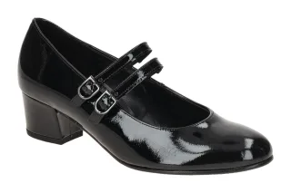 Gabor 72.212.97 Schwarz Lackleder Pumps mit doppel Spange