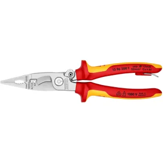 KNIPEX Elektro-Installationszange 200 mm verchromt isoliert, VDE-geprüft mit Befestigungsöse - 1396200T