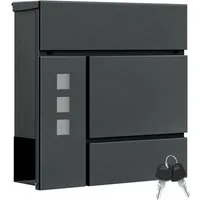 Woltu Wandbriefkasten (1-St), Postkasten mit Zeitungsfach Sichtfenstern Klappdeckel, abschließbar