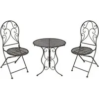 HTI-Line Balkonset Tischgruppe Lani Braun, (Set, 3-tlg., 1x Tisch, 2x Stühle), Sitzgruppe Metall Garten nostalgisch