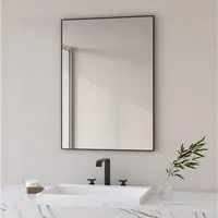 Hopibath Badspiegel mit Alurahmen Wandspiegel Schwarz (Eckig, 120x70,100x70,100x60,80x60,70x50,60x40cm), 5mm Glas, Umweltschutz, Explosionsgeschutz