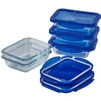PYREX Frischhaltedose Cook & Go, Borosilikatglas, (Frischhaltedosen-Set, 5-tlg., rechteckig, je 0,8 l), luftdicht, auslaufsicher, mikrowellengeeignet, gefriergeeignet