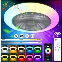 LETGOSPT Deckenleuchte Deckenventilator mit Beleuchtung 60W Dimmbar mit Fernbedienung, Ø50 cm, LED fest integriert, RGB Farbwechsel, Kaltweiß, Neutralweiß, Warmweiß, mit Bluetooth,Schlafzimmer Leise Ventilator für Wohnzimmer Küche Hotel