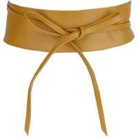 MIRROSI Taillengürtel Wickelgürtel aus Echtleder, Schleife mit breitem Bund (mit breitem Bund zum Wickeln, 7cm Breit, 265cm lang) OBi Gürtel, Bindegürtel, Schnürgürtel, Wickelgürtel